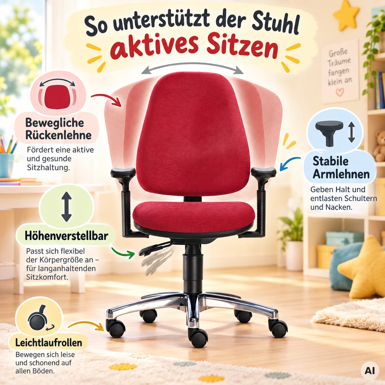 Fitness Girl & Boy - Aktiver Kinder-Bürostuhl