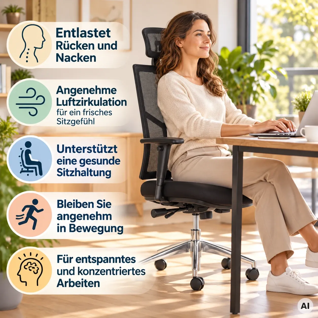 Ergo Net L mit Kopfstütze - Netz-Bürostuhl