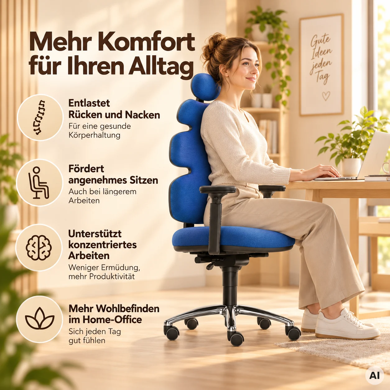 Sun L mit Kopfstütze - Home Office Bürostuhl