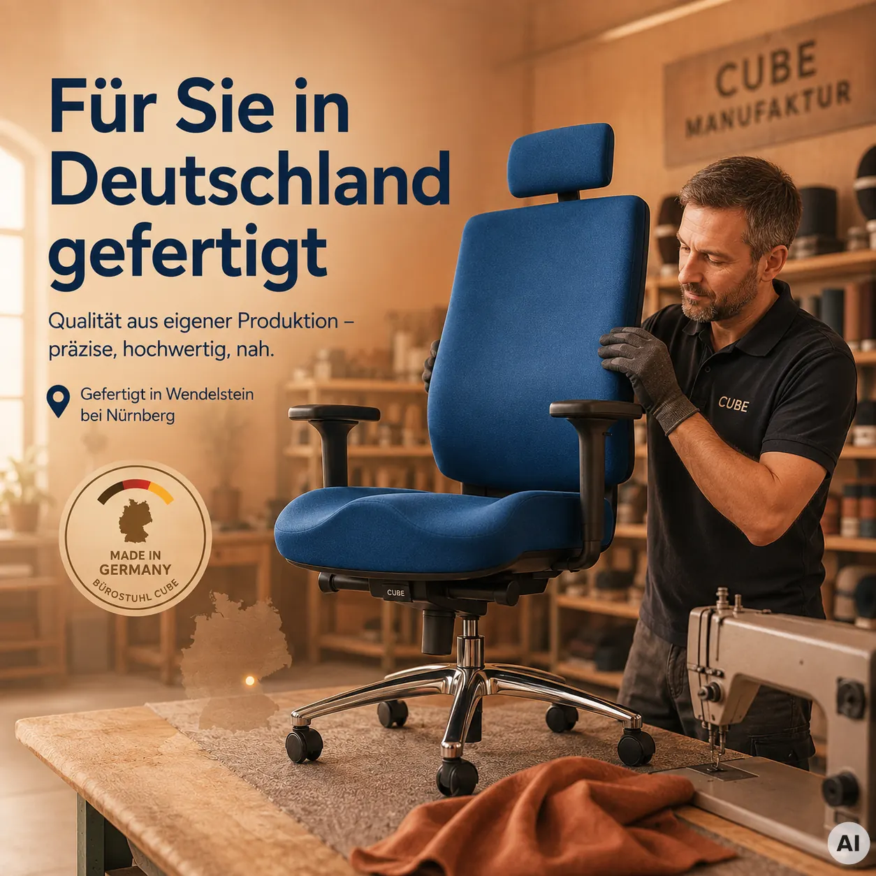 Cube Balance L mit Kopfstütze - Home Office Drehstuhl