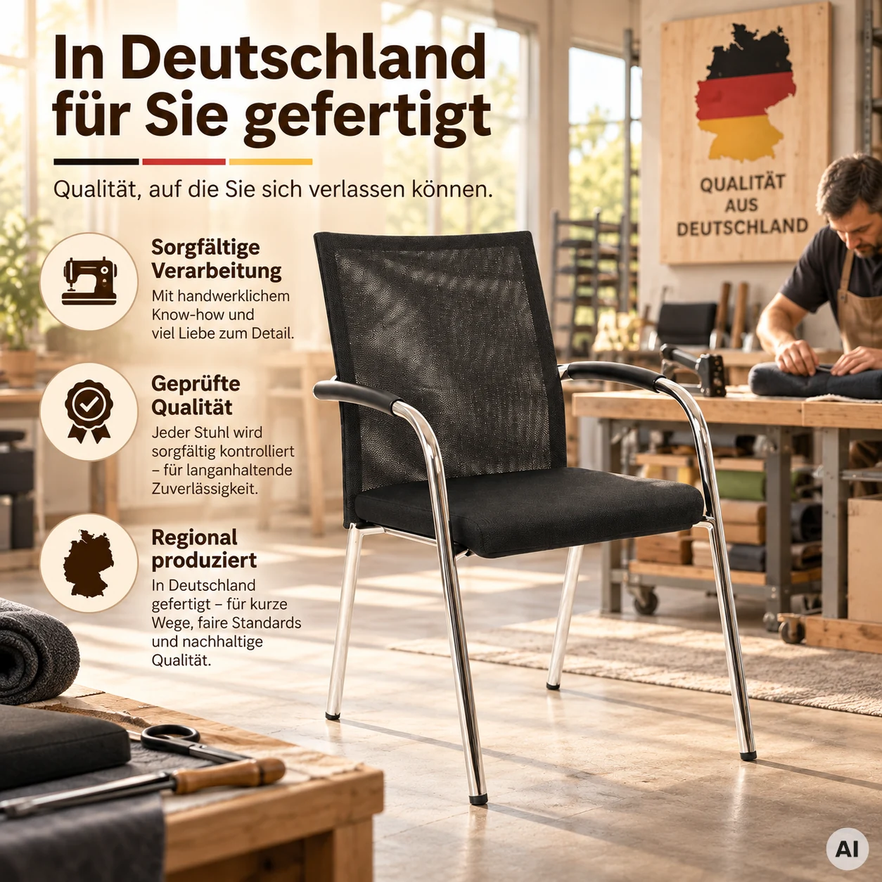 Ergo Net ME 2 - 4-Fuß-Meetingstuhl mit Netz